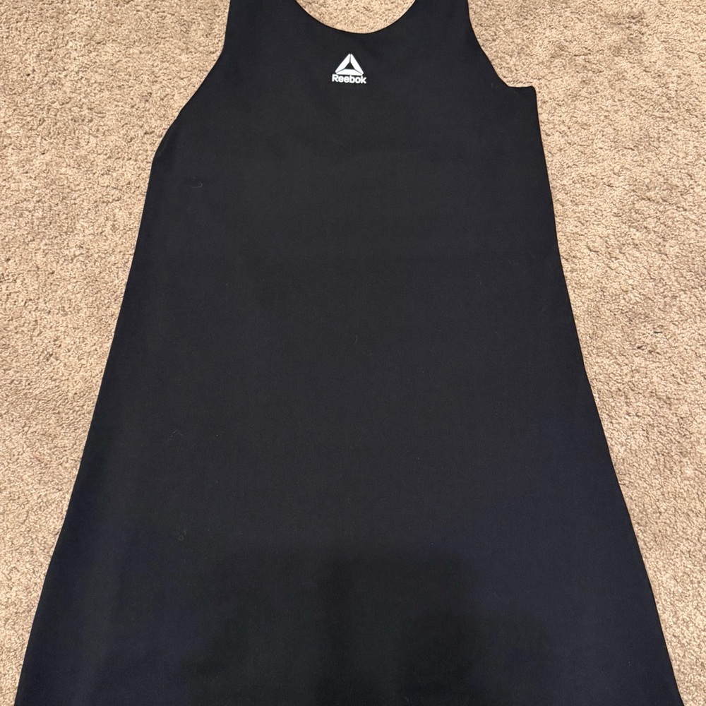 Reebok Black Tank Dress with built in Bike Shorts & White Logo